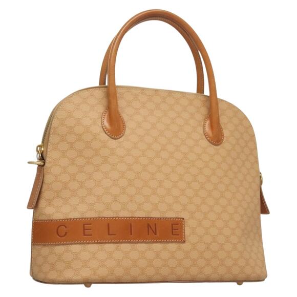 CELINE Macadam Canvas Hand Bag Pvc Leather Beige - Picture 1 of 13
